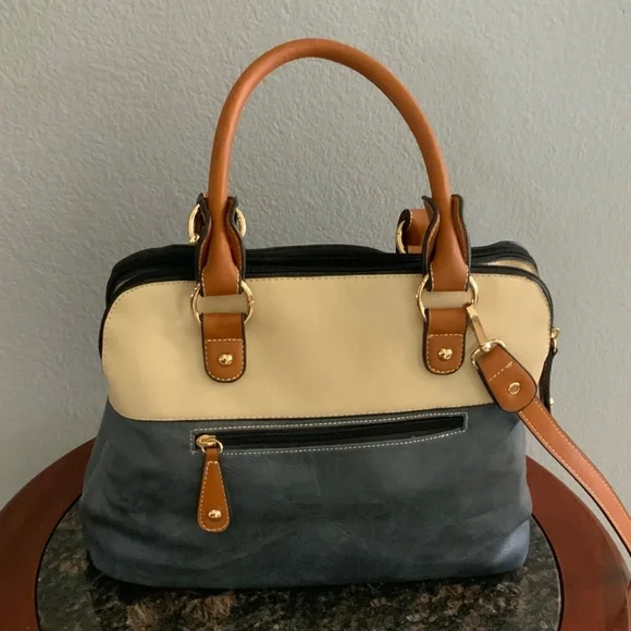 Blue and Tan Satchel Bag - Picture 5 of 15